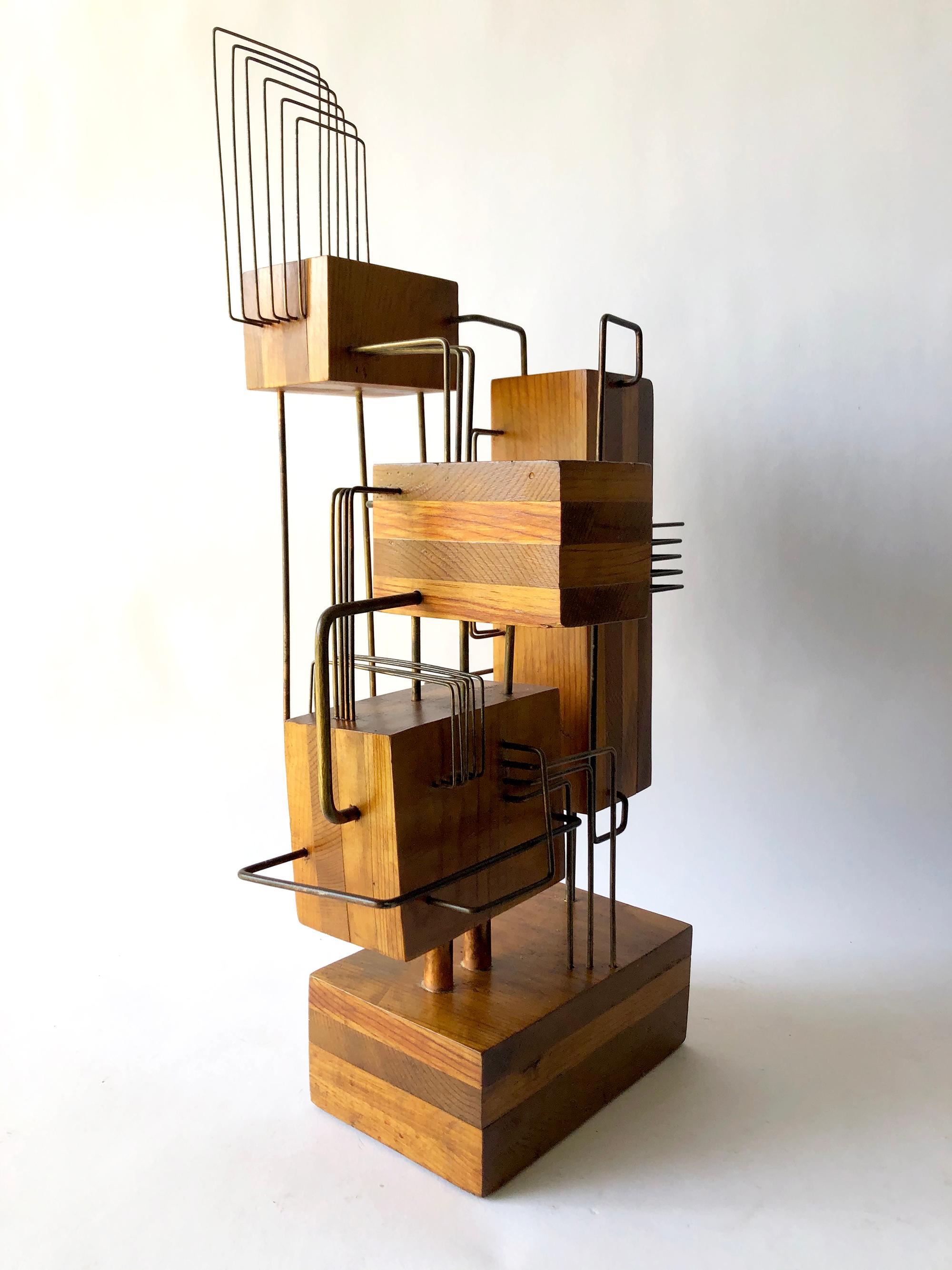 Constructivist Laminated Wood Copper Wire Handmade Studio Sculpture at 1stDibs handmade copper