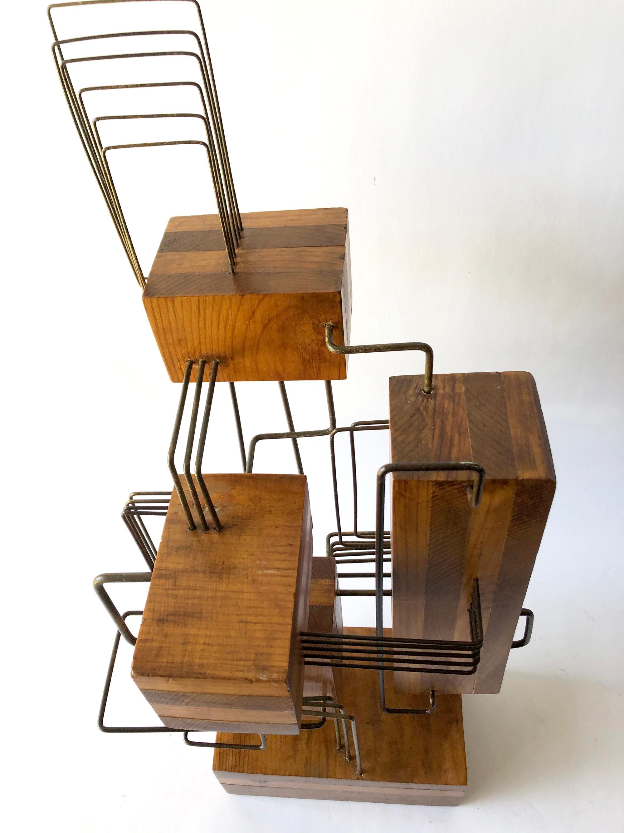 Constructivist Laminated Wood Copper Wire Handmade Studio Sculpture at 1stDibs handmade copper
