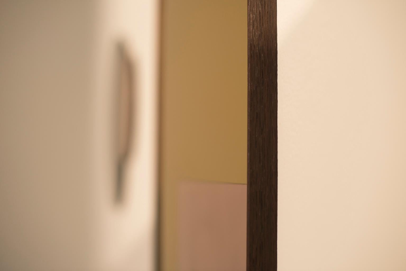 Ebonized 'Constructivist Mirror Series - Rectangle' Modern Wall Mirror in Polished Copper For Sale