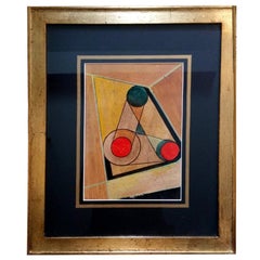 20th Century Constructivist Mixed Technique Russian Painting