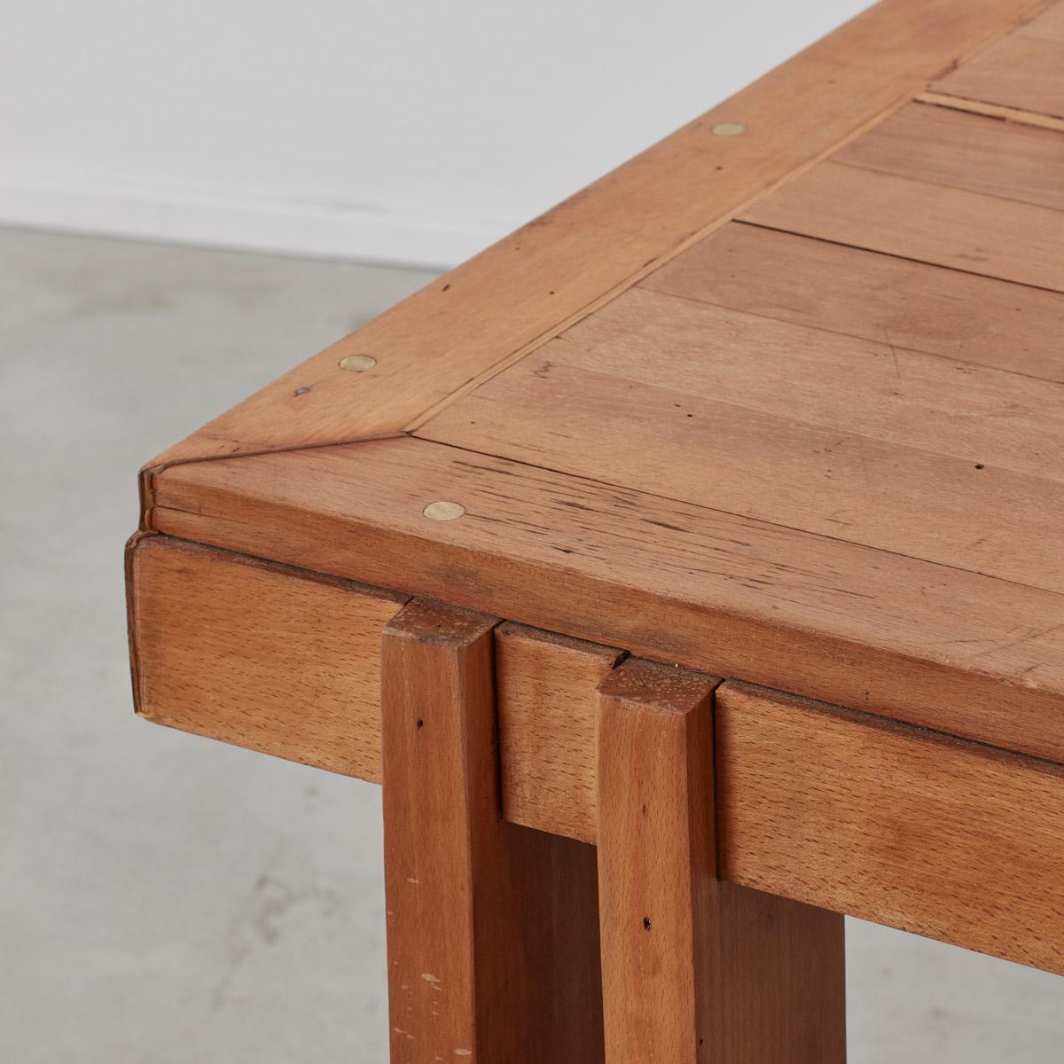 Wood Constructivist Oak Tables or Desks, Italy, 1950s