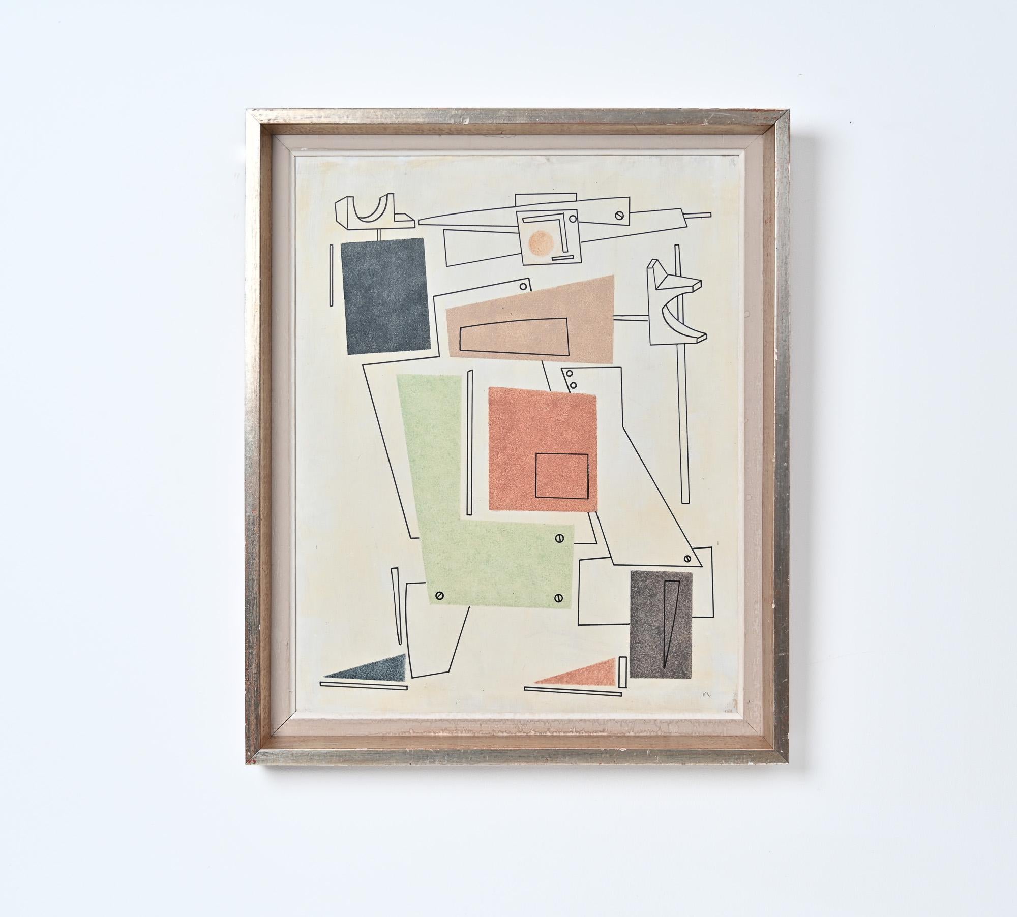 Constructivist painting attributed to Vladamir Lebedev In Good Condition For Sale In Henley-on Thames, Oxfordshire