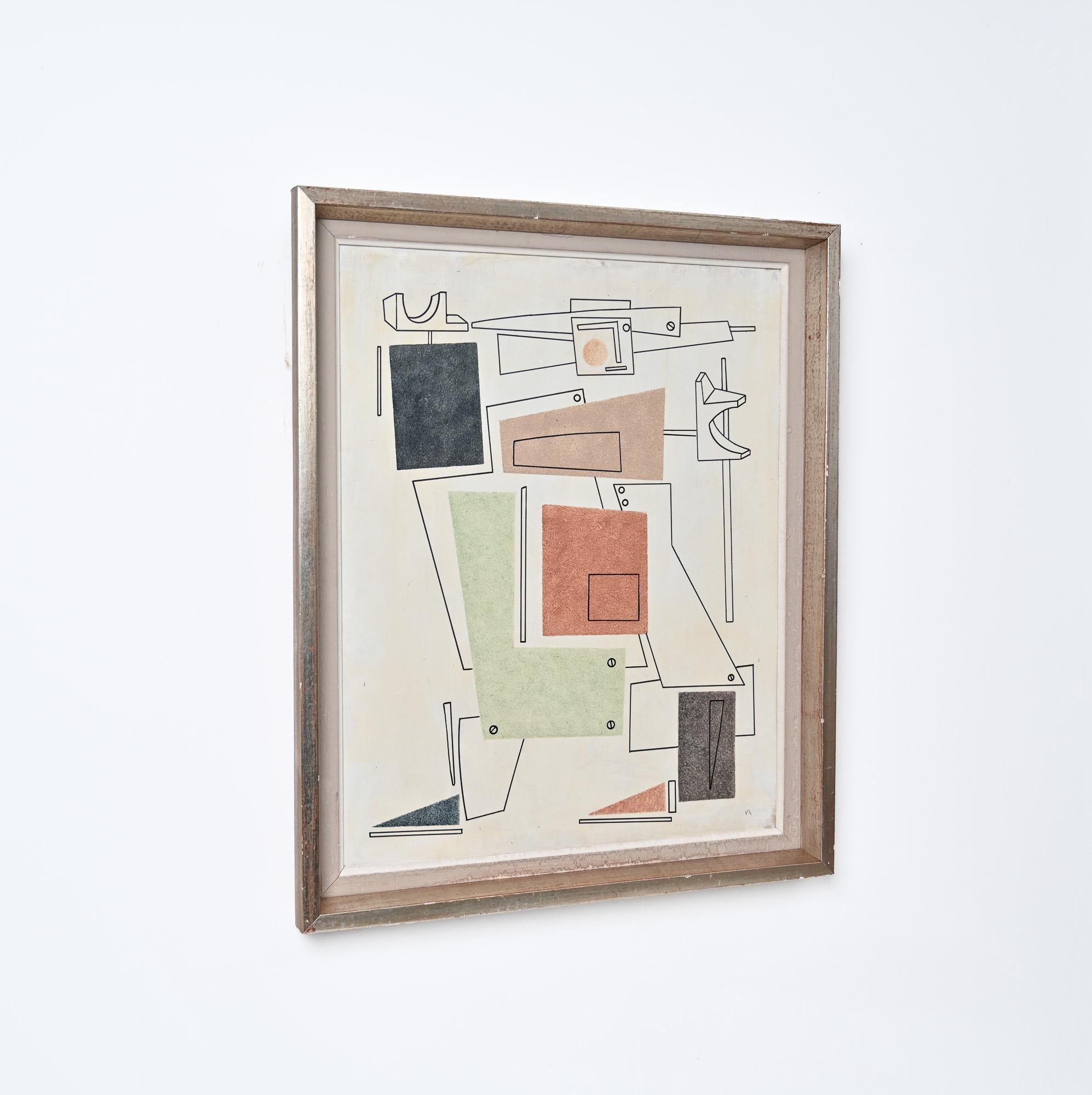 Mid-20th Century Constructivist painting attributed to Vladamir Lebedev For Sale