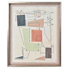 Vintage Constructivist painting attributed to Vladamir Lebedev