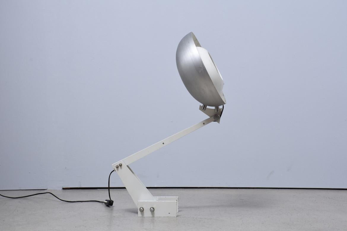 Industrial Constructivist table lamp with brushed aluminium screen, 1960s, 