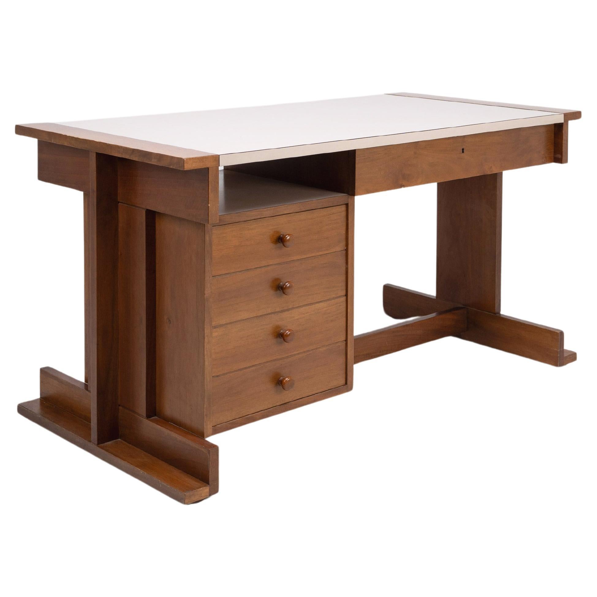 Constructivist Wood and Melamine Desk, Italy, c.1950 For Sale