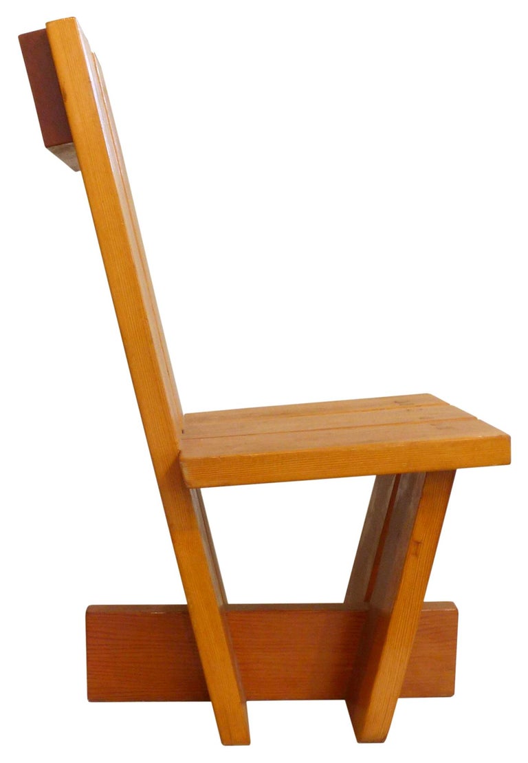 American Constructivist Wood Side Chair For Sale