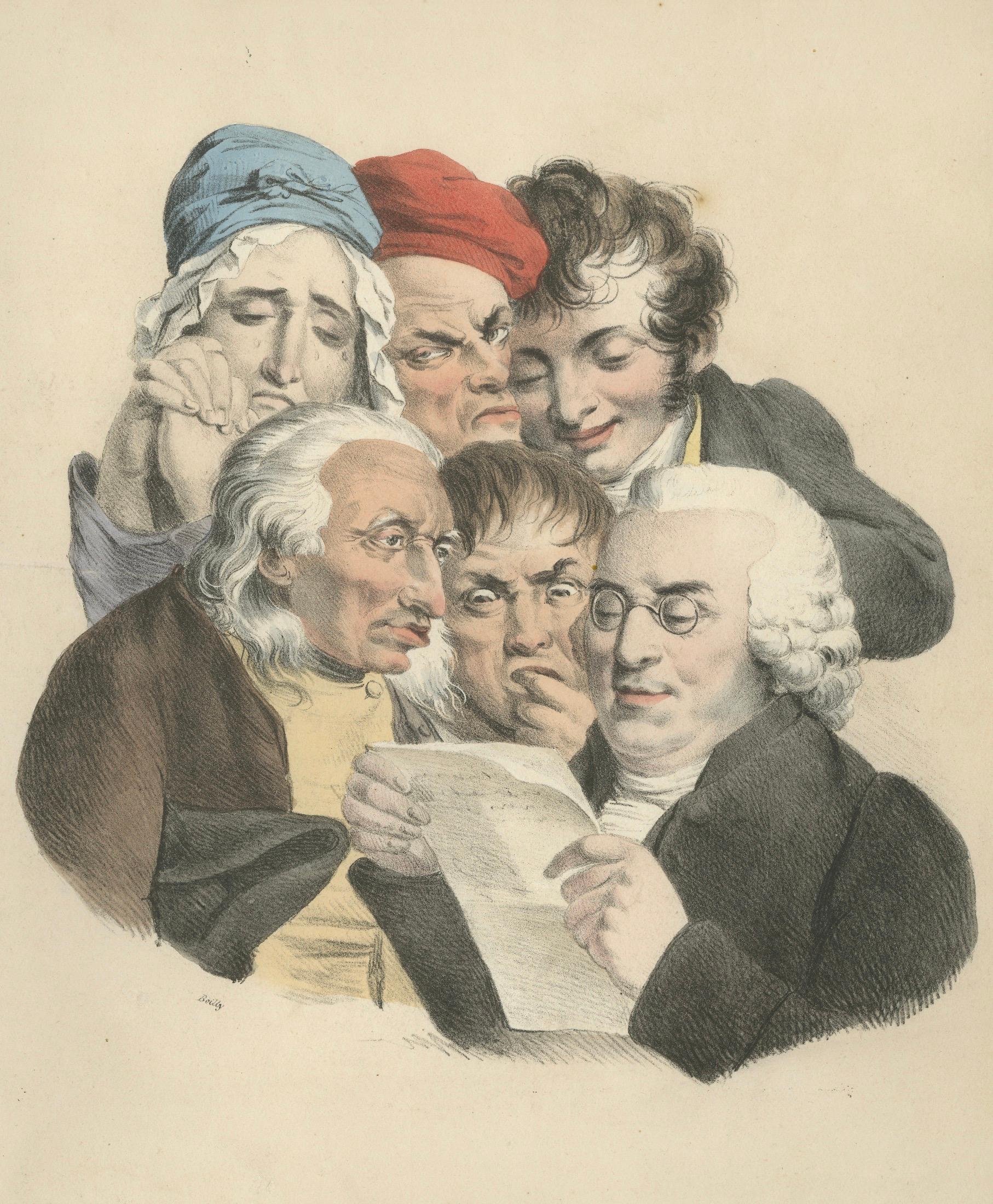 Consultation of Physicians Lithograph, Satirical Medical Scene, c.1823
