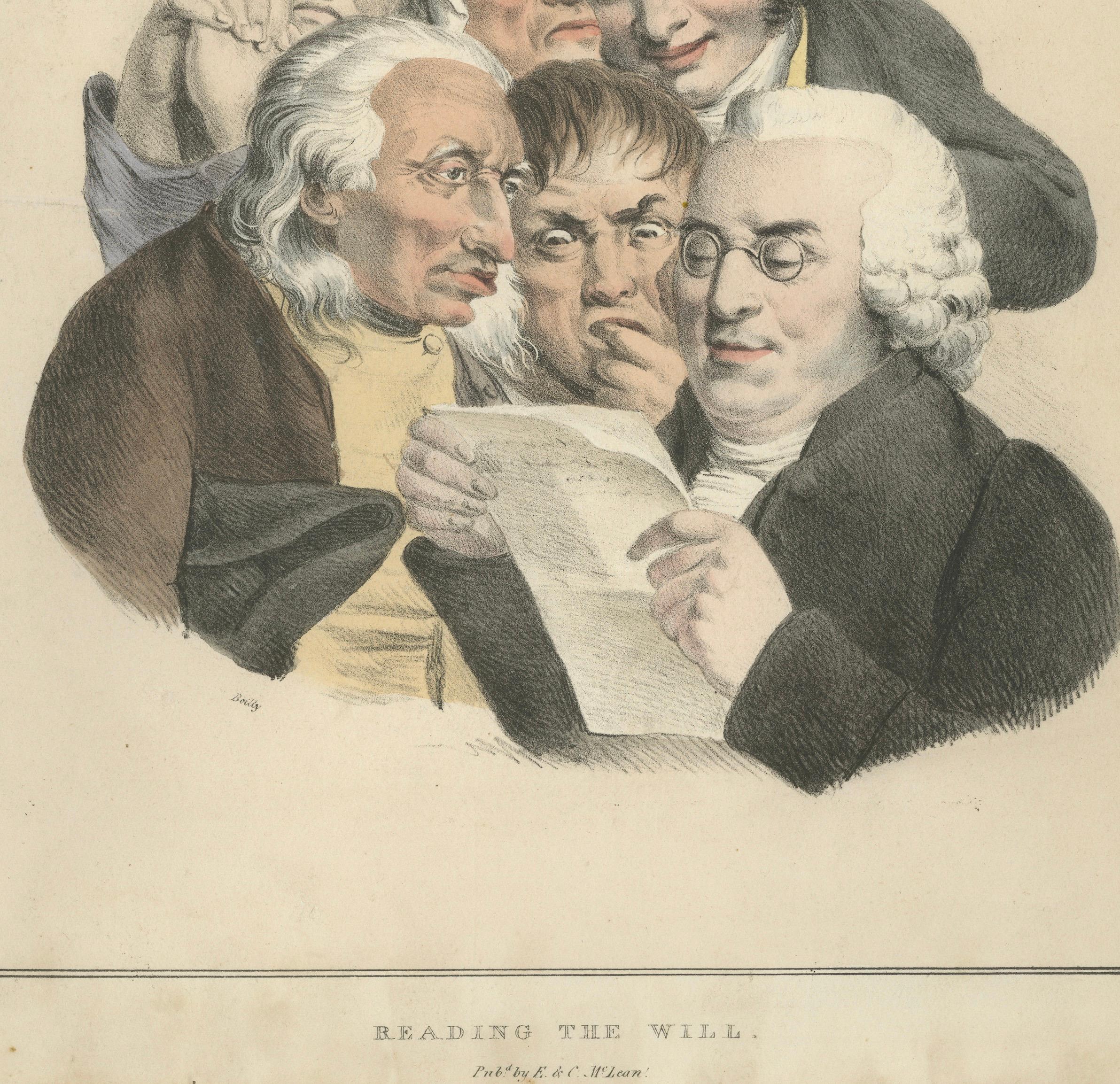Consultation of Physicians Lithograph, Satirical Medical Scene, c.1823