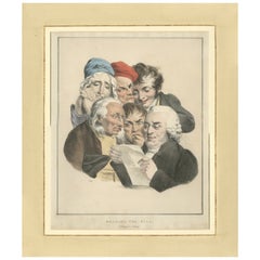 Consultation of Physicians Lithograph, Satirical Medical Scene, c.1823