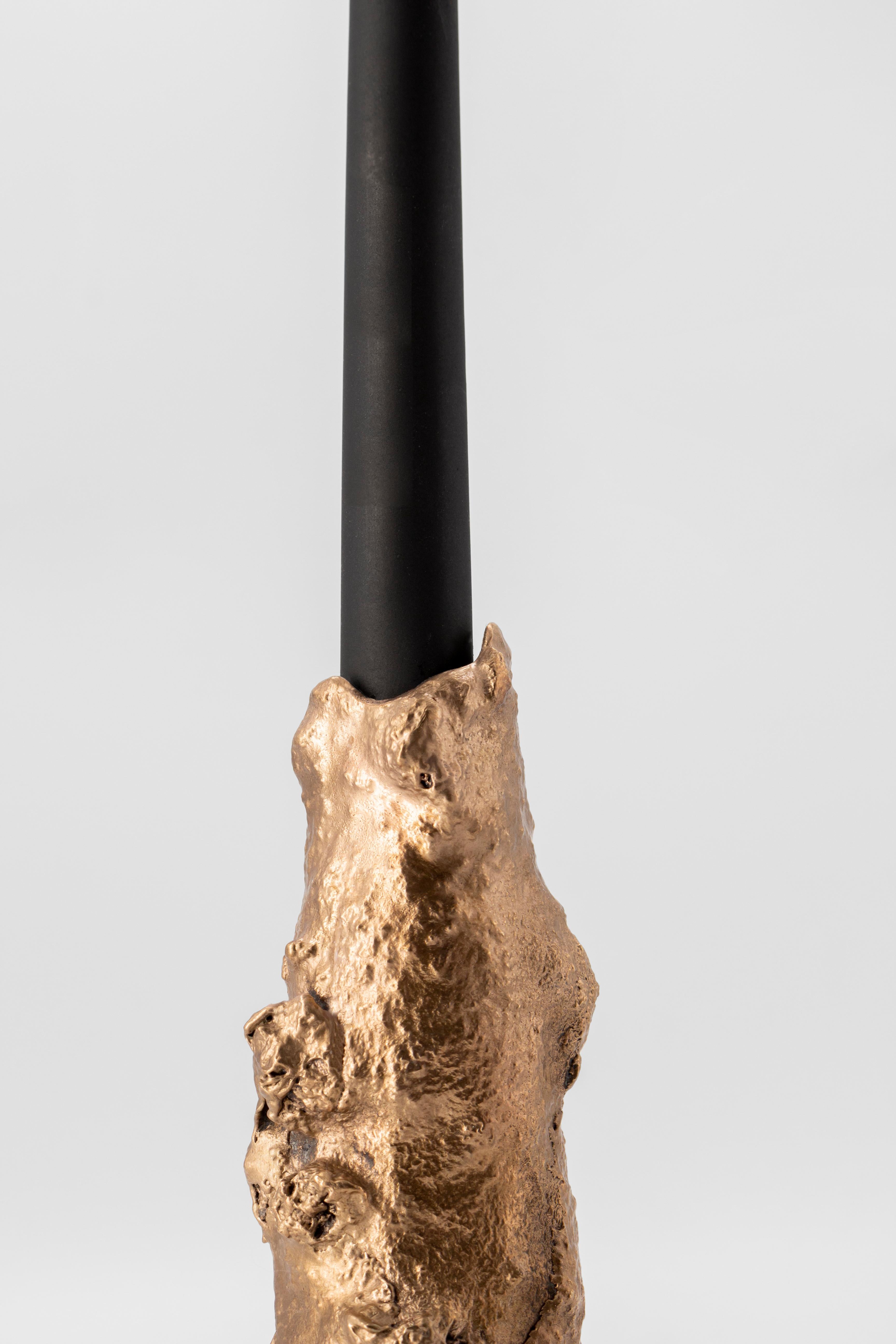 Cast Forma Fluida Candleholder in Bronze For Sale