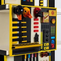 “Contaminazioni Geometriche” Library in Black and Yellow Wood by Emanuela Crotti