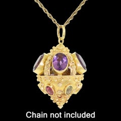 Contanessi Alessandro 18K Gold Etruscan Style Amethyst Fob Charm Pendant 24.8 Gr