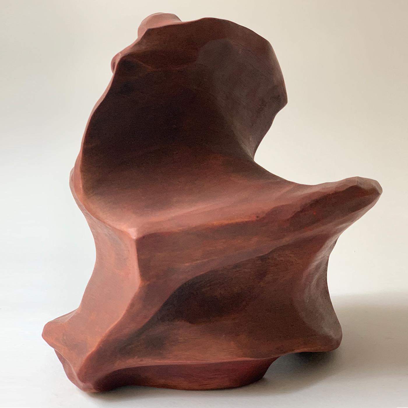 Part of a spectacular series of sculptures coated with pure red pigment resulting in an intense, incandescent shade of bold visual impact, this magnificent sculpture is defined by a harmonious and dynamic combination of full and empty curves. It can