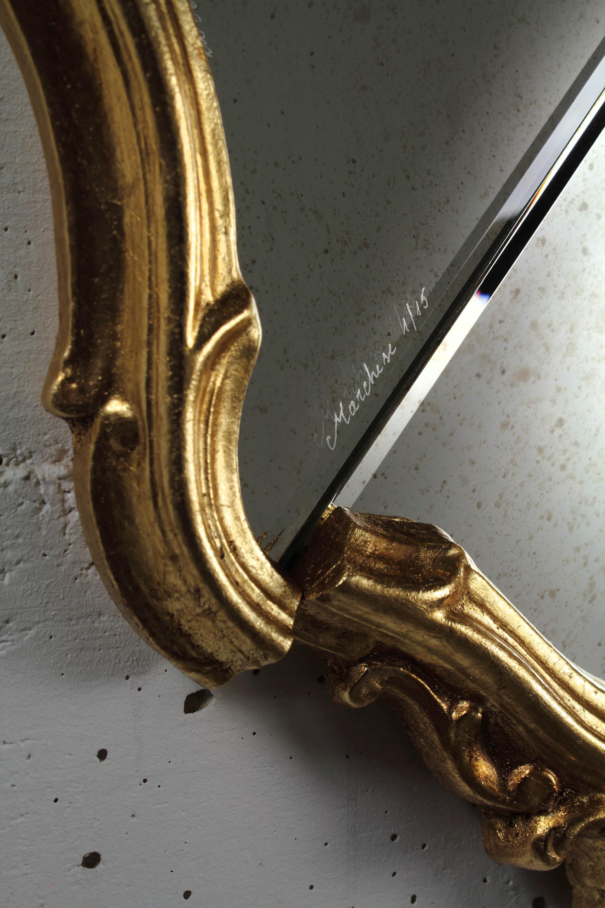 Contemporary Conte Wall Mirror with Gold-Plated Wooden Frame by Barberini & Gunnell For Sale