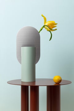 Contemmporary Vase 'Genke CS8' by Noom, Brushed Stainless Steel