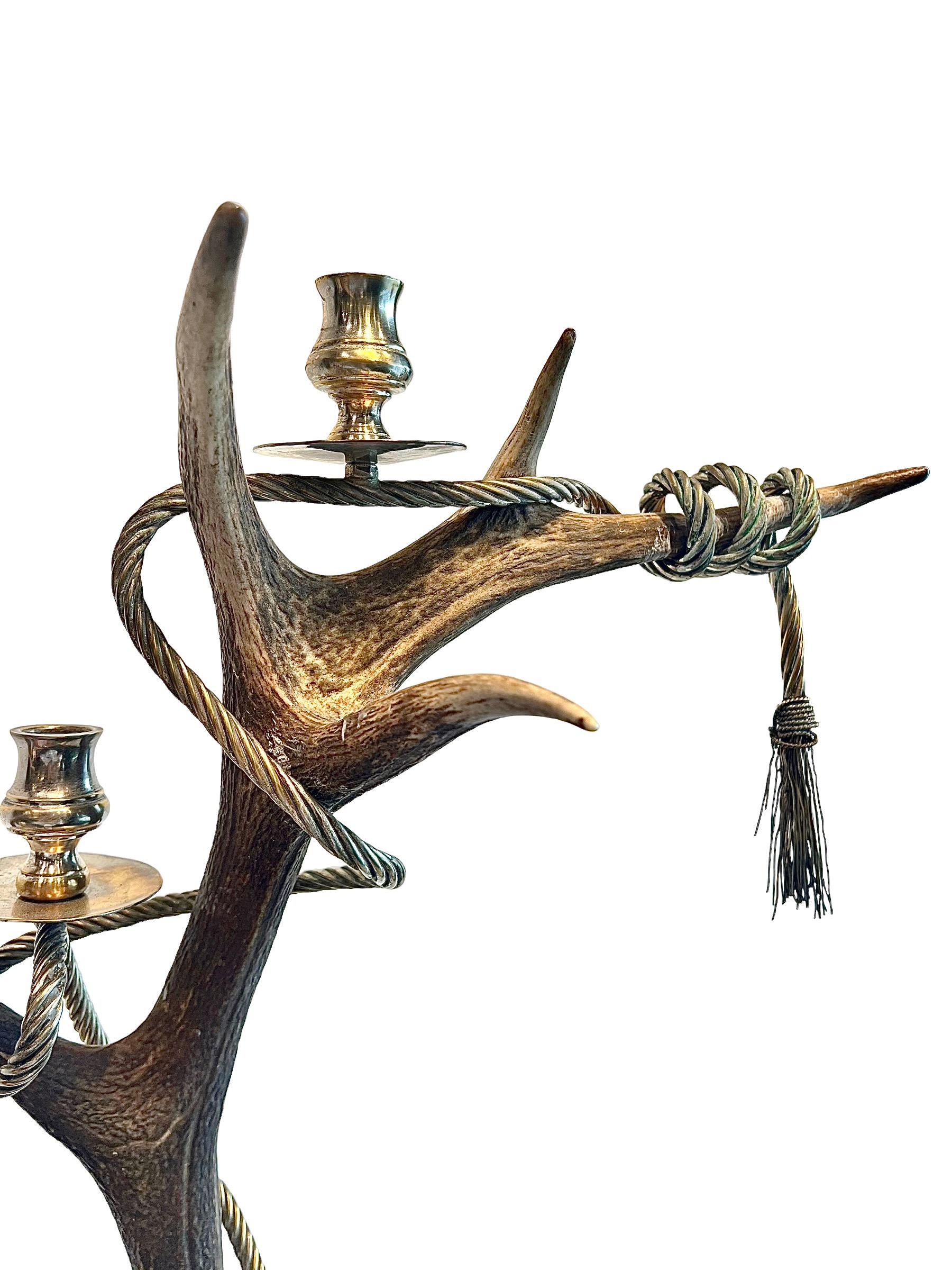 Contemporary Pair of Antler Candelabras by Anthony Redmile, Mid-Century Modern For Sale 7