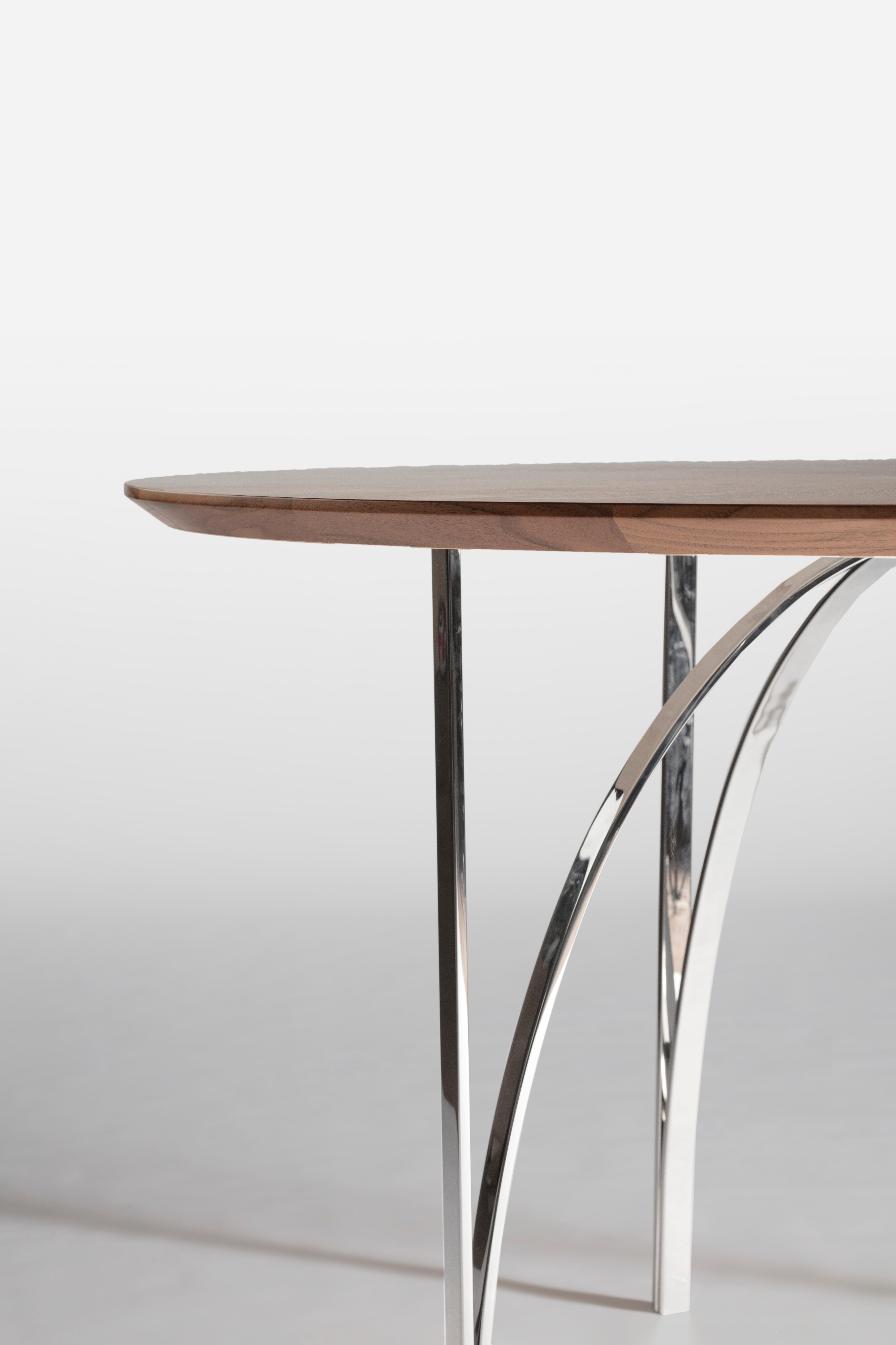 italien Table centrale de salle à manger contemporaine Serena Confalonieri Medulum en bois d'acier et noyer en vente