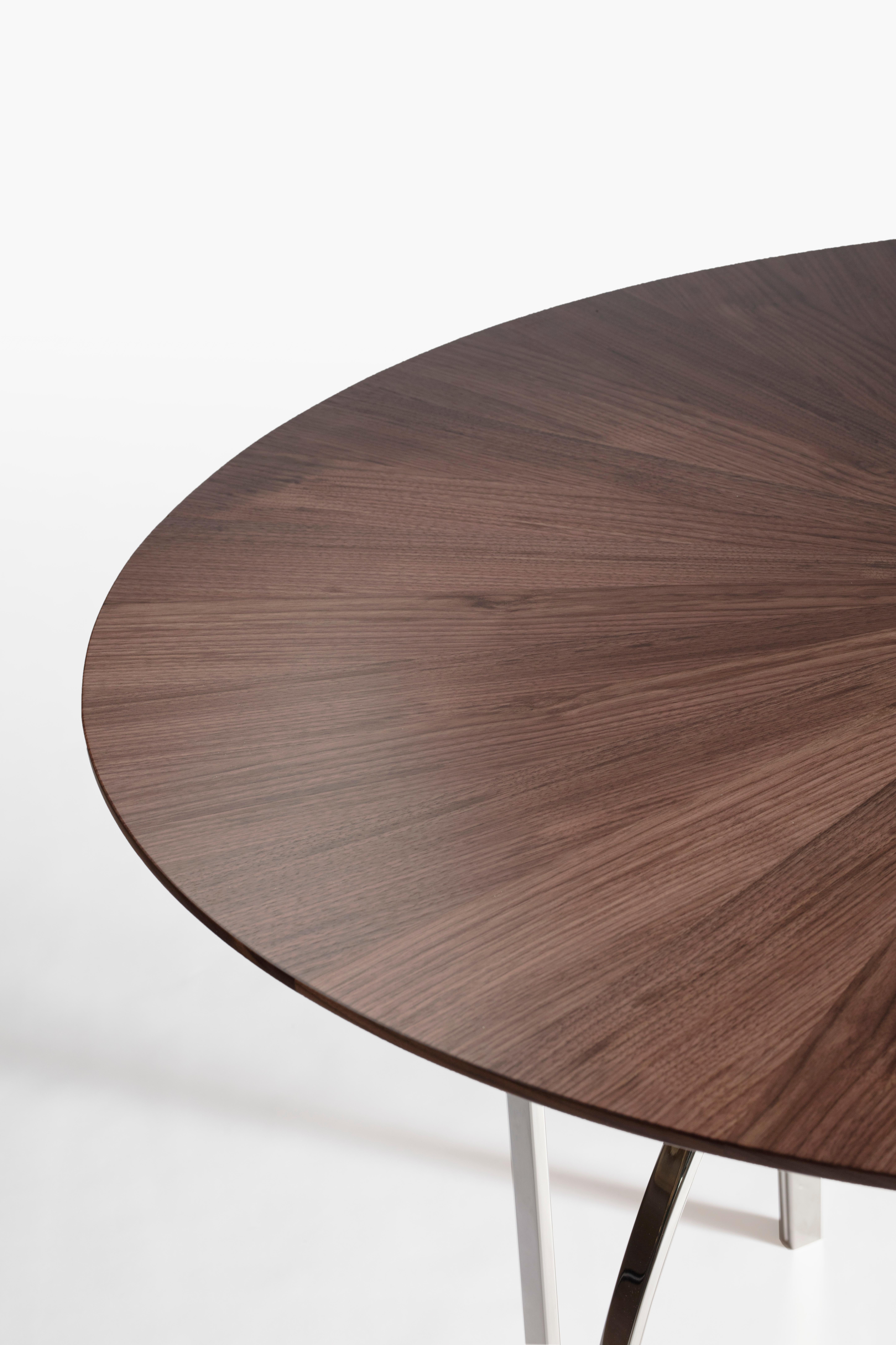 Italian Contemporary Dining Center Table Serena Confalonieri Medulum Wood Steel Walnut For Sale