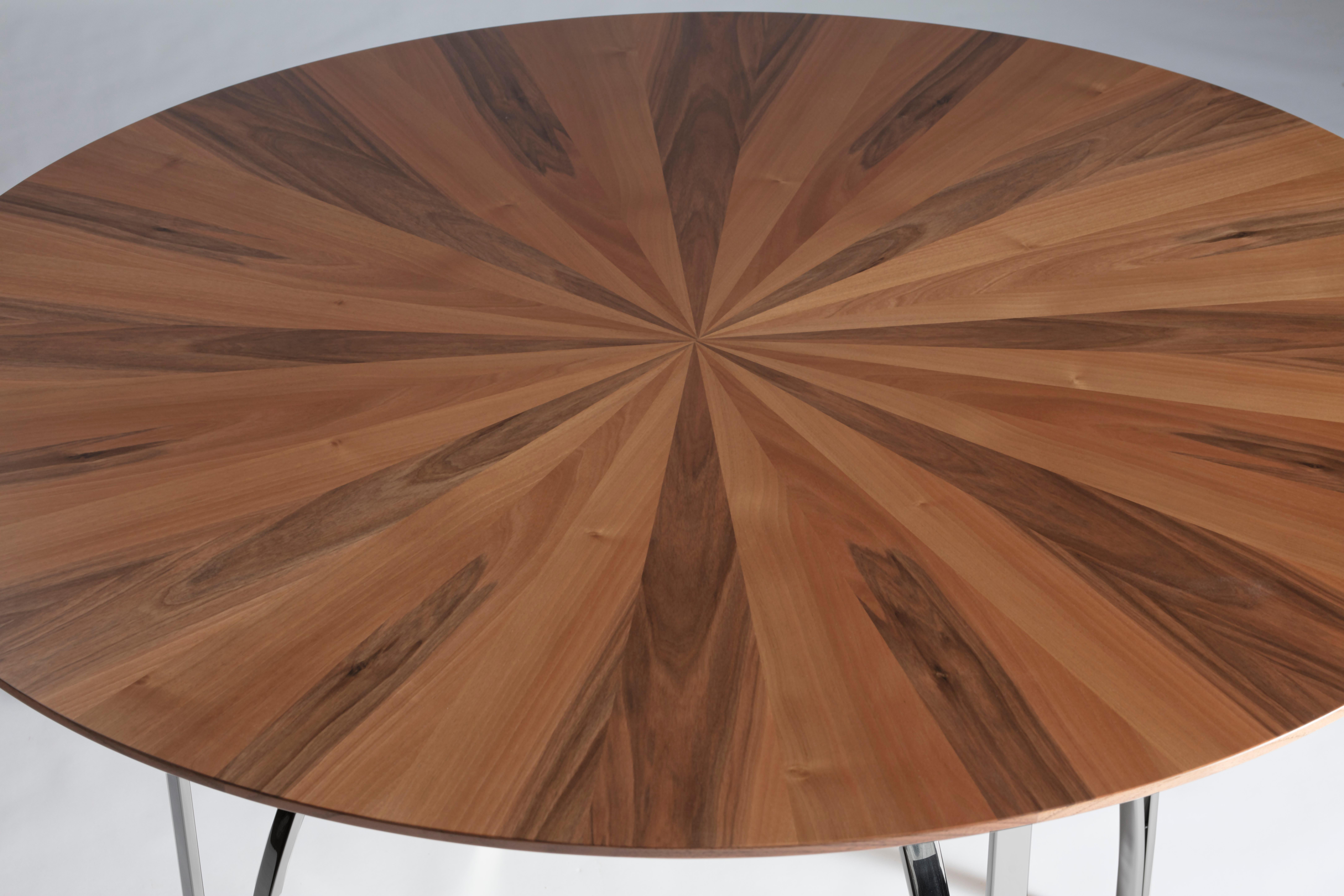 Contemporary Dining Center Table Serena Confalonieri Medulum Wood Steel Walnut In New Condition For Sale In Meolo, Venezia
