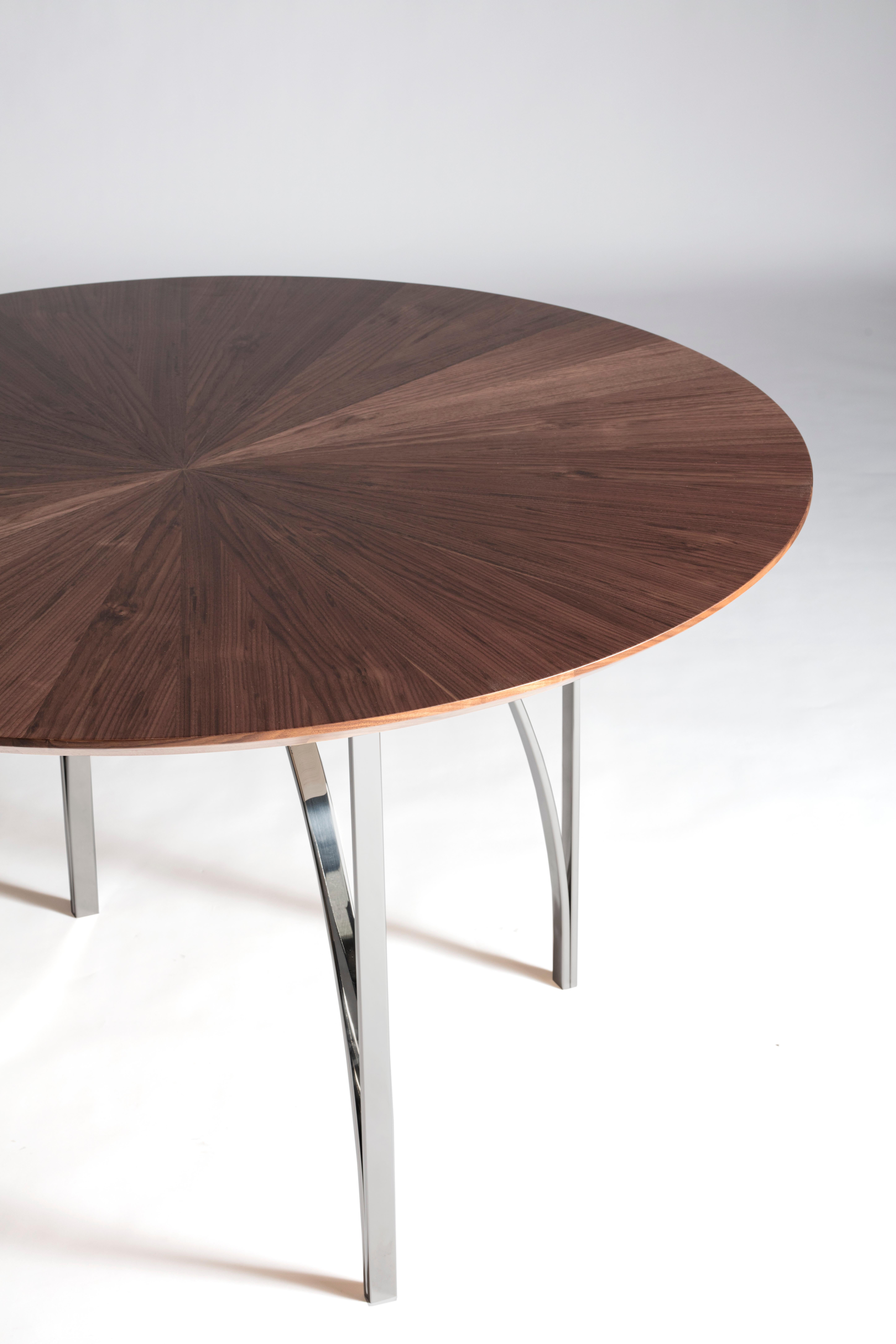 Contemporary Dining Center Table Serena Confalonieri Medulum Wood Steel Walnut For Sale 1