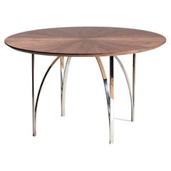 Contemporary Dining Center Table Serena Confalonieri Medulum Wood Steel Walnut