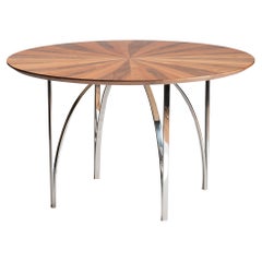 Contemporary Dining Center Table Serena Confalonieri Medulum Wood Steel Walnut