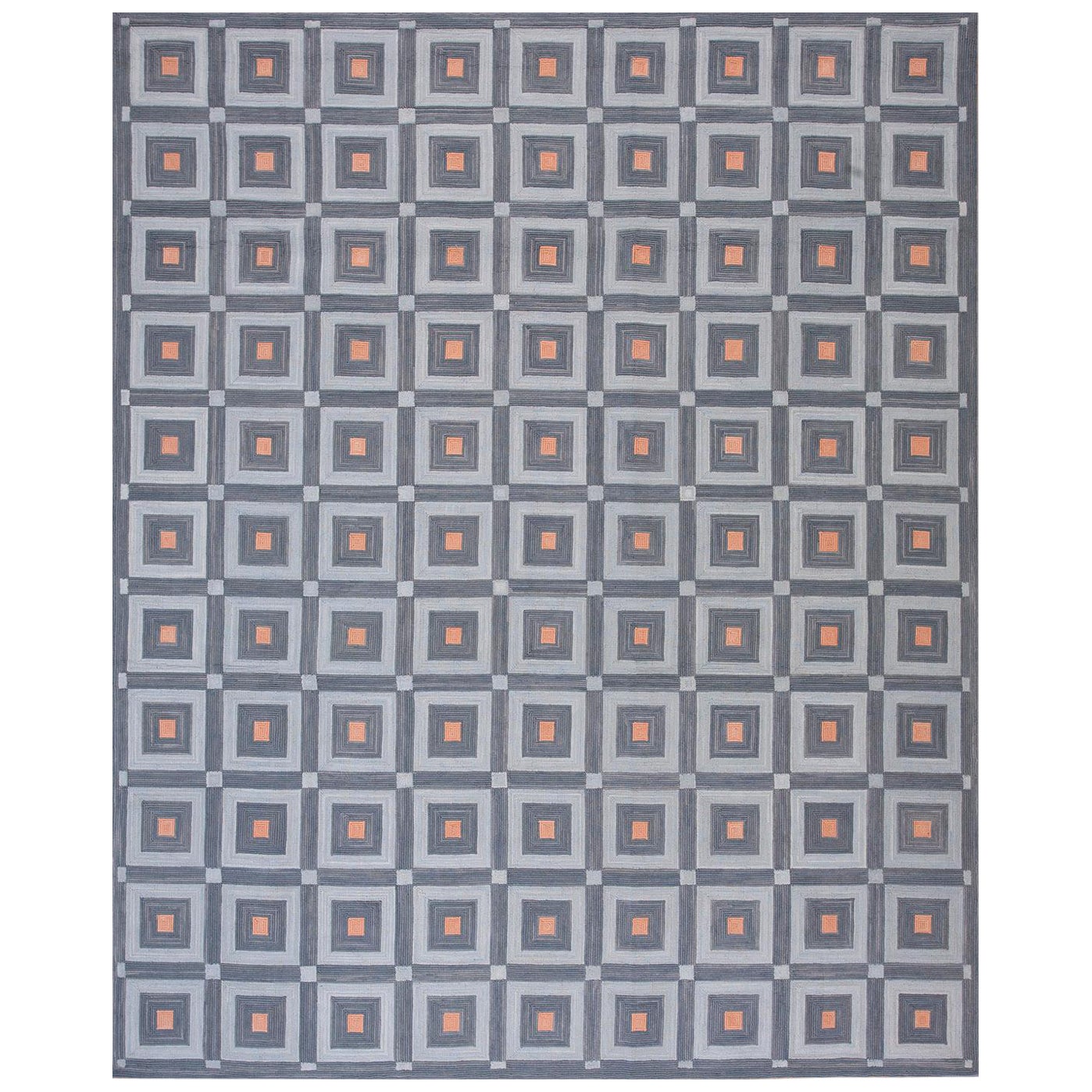 Contemperory-Hakenteppich aus Baumwolle ( 8'' x 10'' - 245 x 305 ) im Angebot