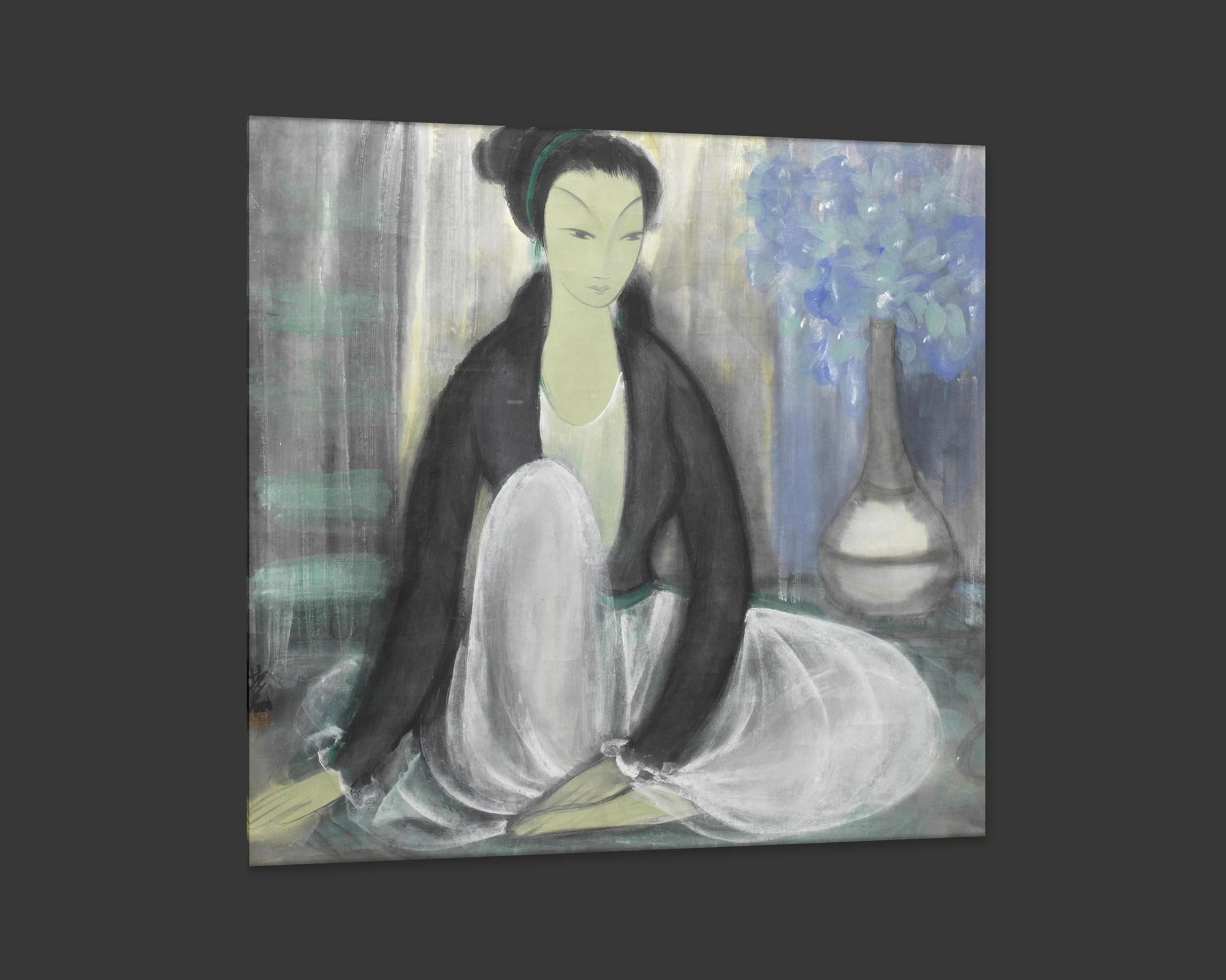 Contemplation, After Ming Dynasty Style Painting, Chinese Export In New Condition For Sale In Fairhope, AL
