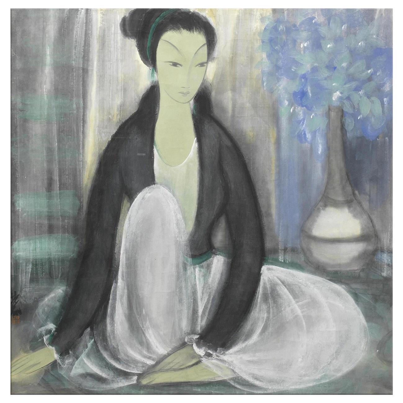 Contemplation, After Ming Dynasty Style Painting, Chinese Export For Sale