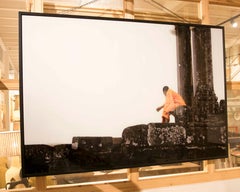 Contemplative Photography of a Monk in an Ancient Temple