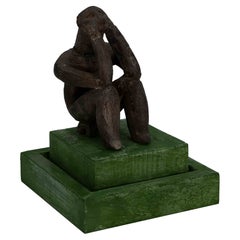 Contemplative Seated Figure Sculpture, Mid-20th Century
