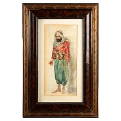 Contemplative Watercolor Portrait of a Man in Prayer by P. Fares Contemplative Watercolor Portrait of a Man in Prayer by P. Fares