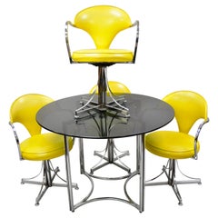 Contempo Frames Inc. Midcentury Yellow Vinyl Chrome Frame Dining Set, 5 Pieces