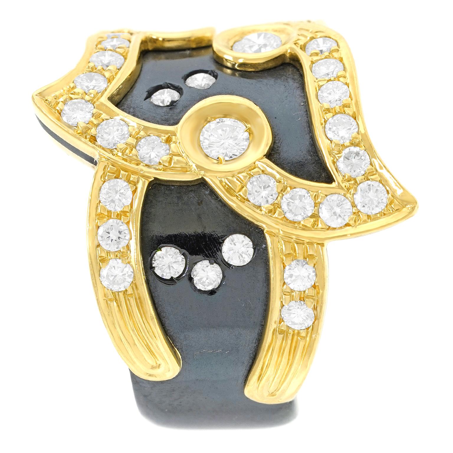 Anello Contempo anni '90 in oro e acciaio in vendita 2