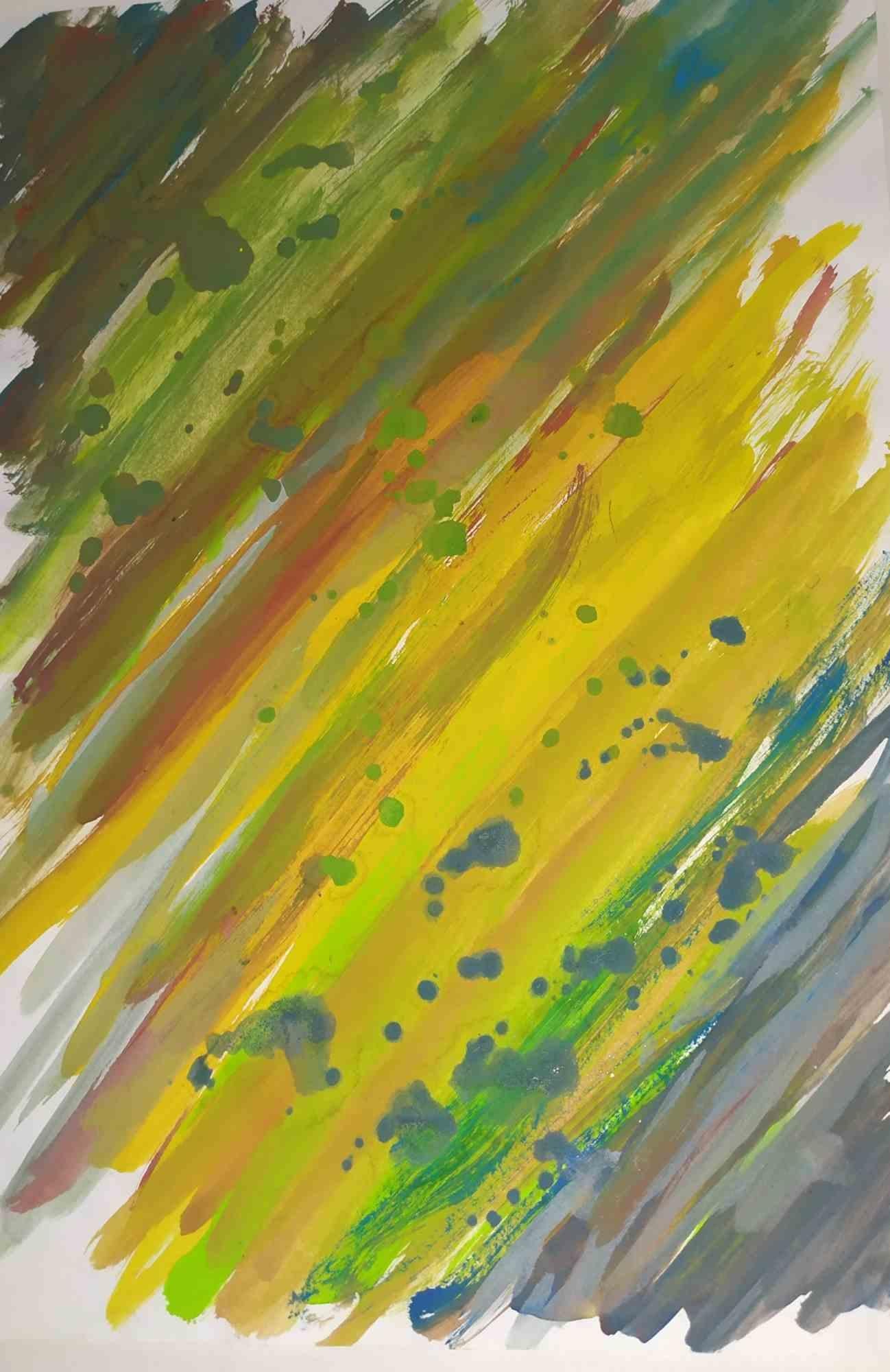 Abstract Painting Contempologyc E.M. - Mixture - Tempera sur papier - 2021