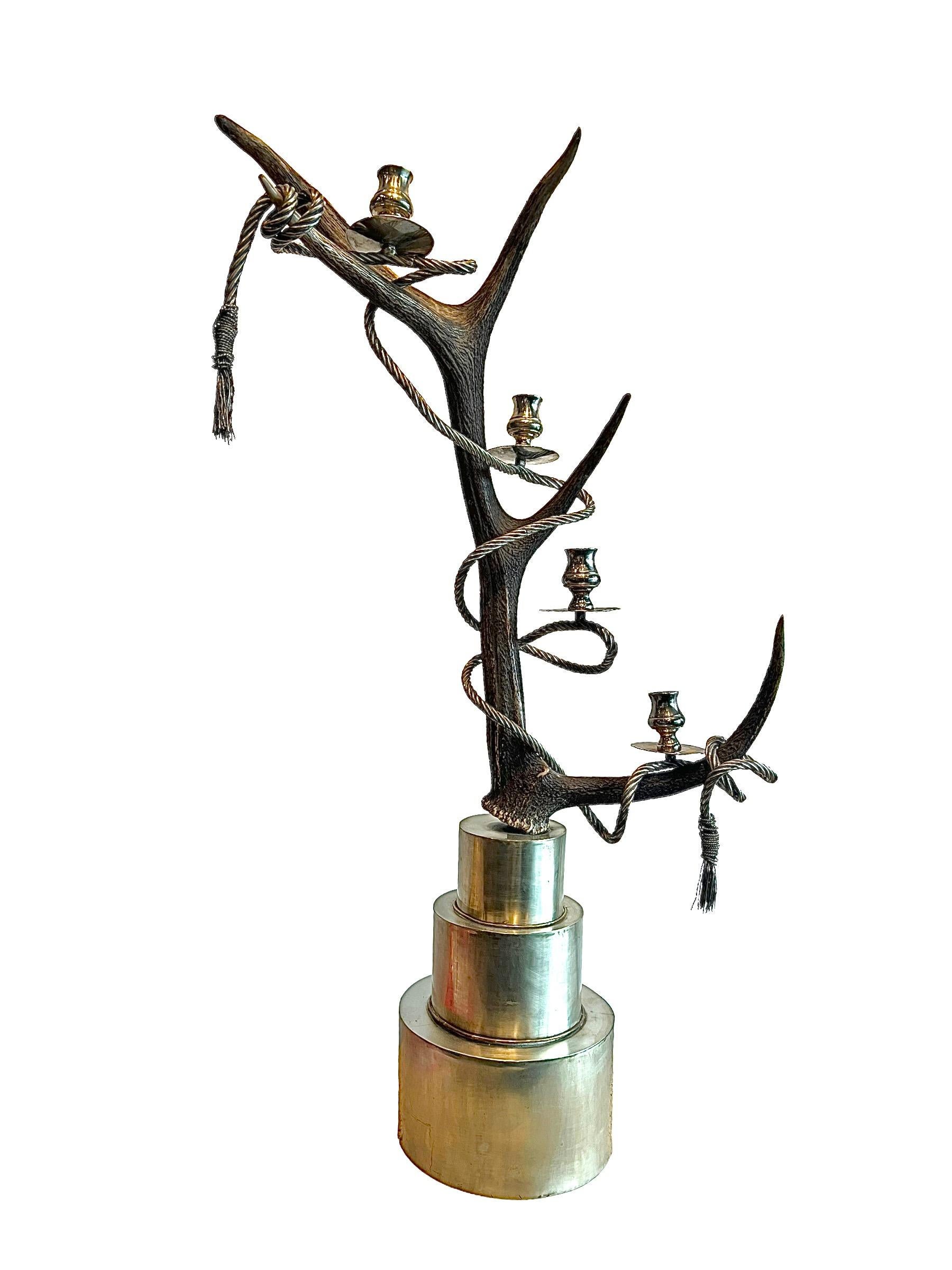 20th Century Contemporary Pair of Antler Candelabras by Anthony Redmile, Mid-Century Modern For Sale