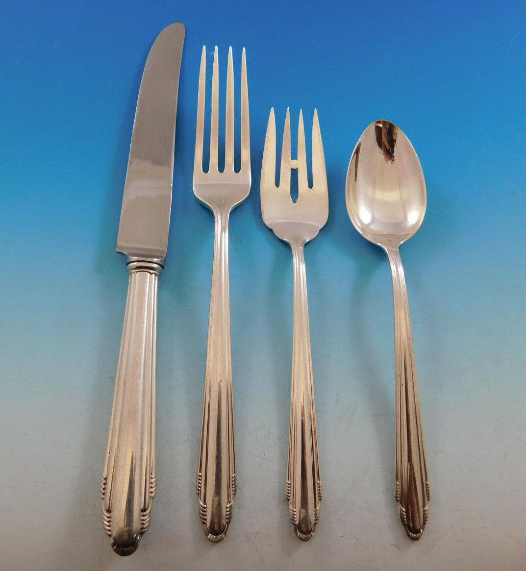 Art Deco contempora by Dominick & Haff sterling silver flatware set, 41 pieces. This set includes:

8 knives, 8 1/2