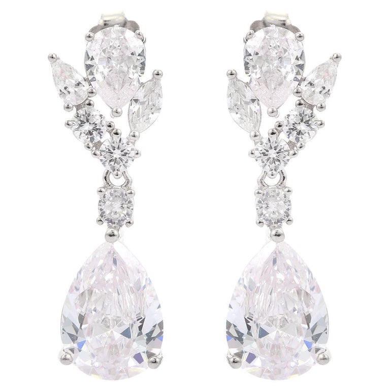 Orecchini Pendenti A Goccia In Argento 925 Con Zirconie - Placcati Oro Rosa - Ipoallergenici