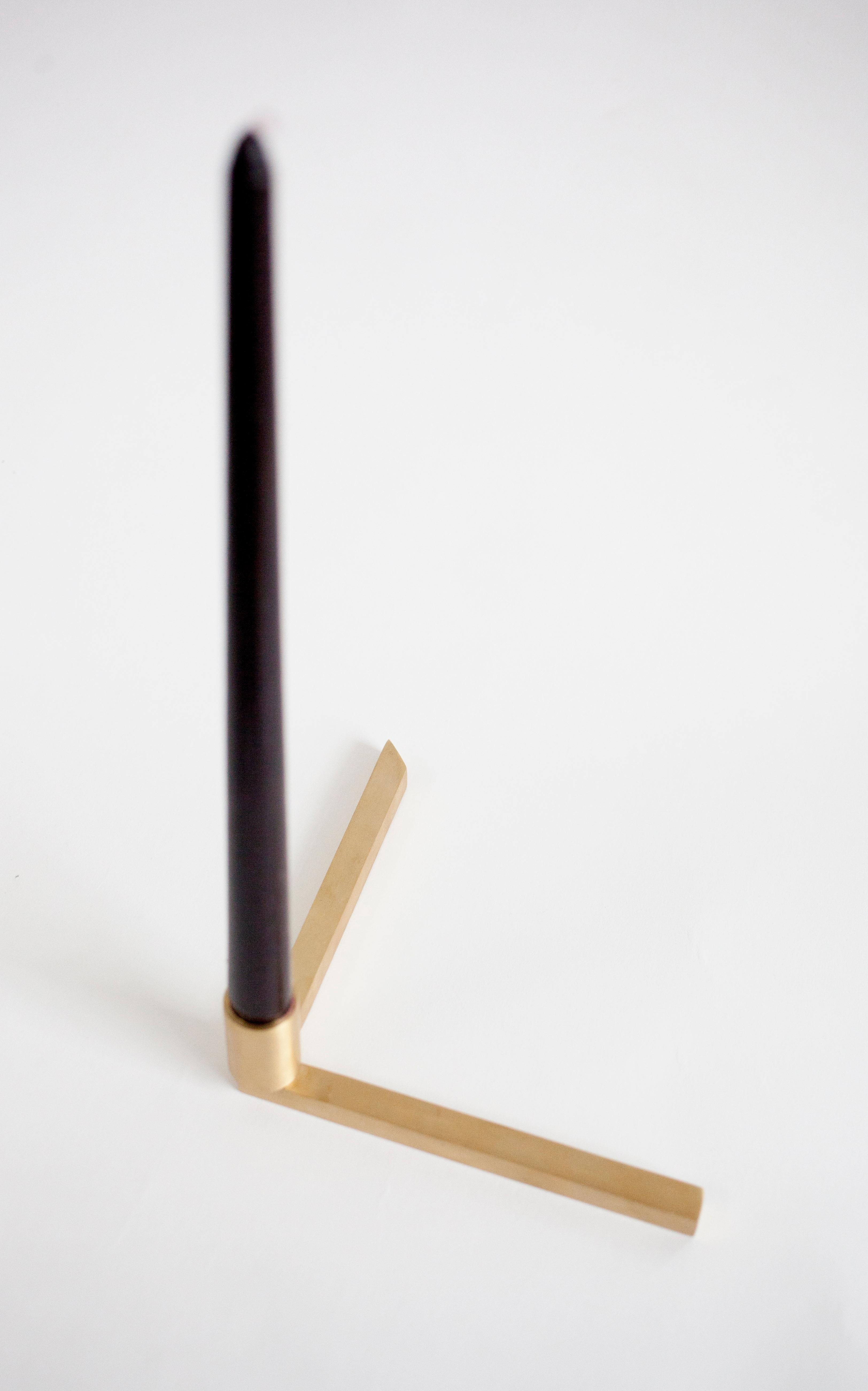 Contemporary 001 Candle Holder in Brass by Orphan Work In New Condition For Sale In Los Angeles, CA
