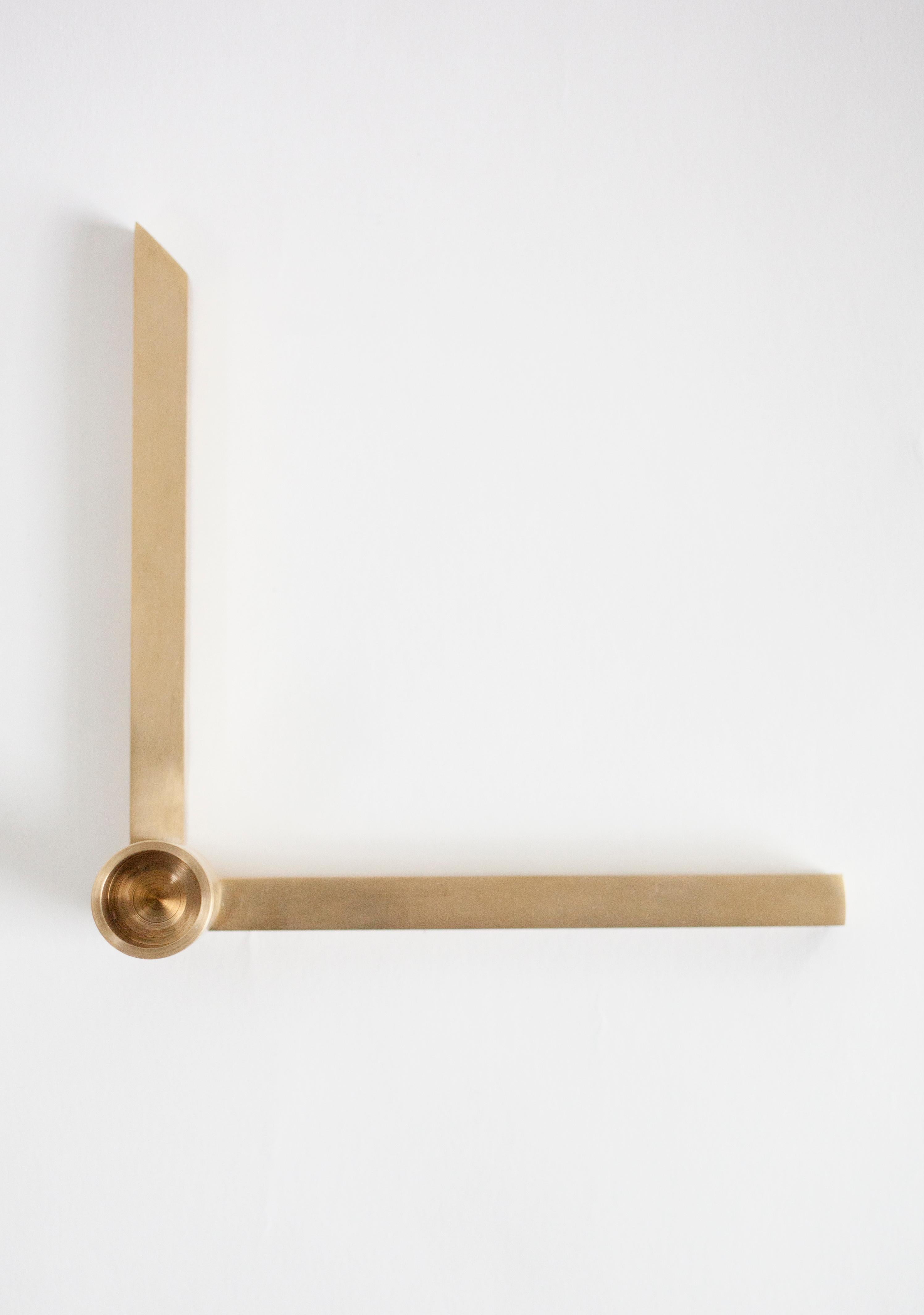 Blackened Contemporary 001 Candle Holder in Brass by Orphan Work For Sale