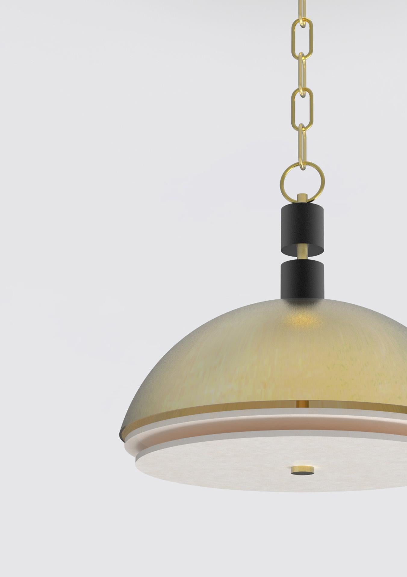 Post-Modern Contemporary 001 Pendant in Brass and Alabaster by Orphan Work, 2018 For Sale