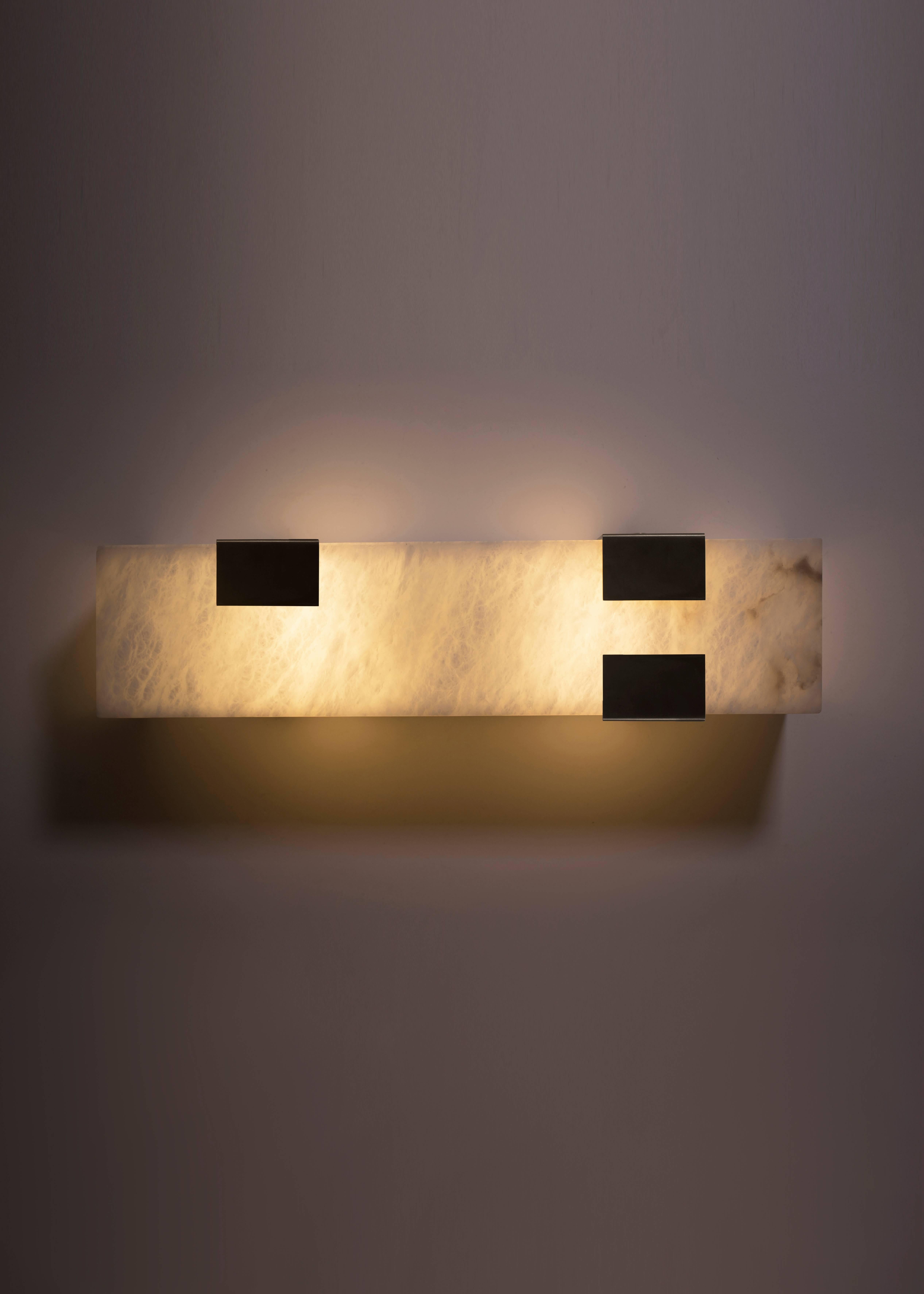 Italian Contemporary 003-3C Sconce in Brass and Alabaster by Orphan Work, 2018 For Sale