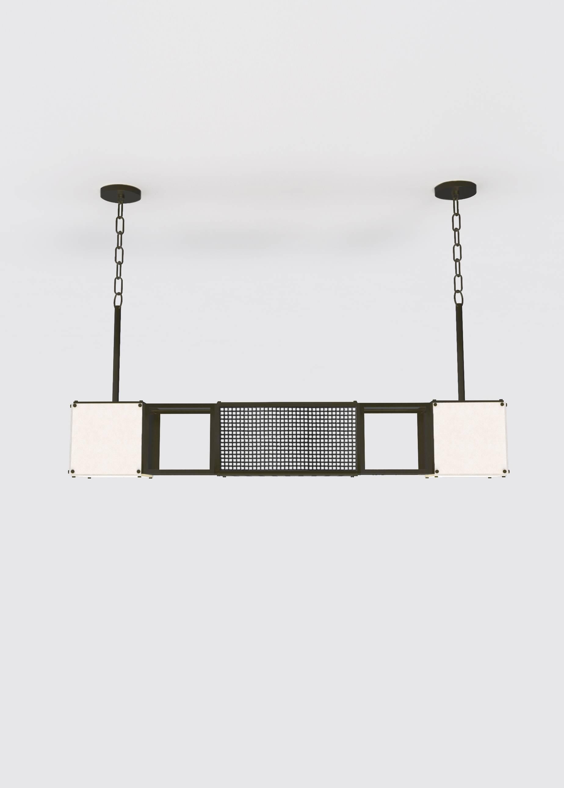 Brushed Contemporary 005 Pendant in Nickel and Alabaster by Orphan Work, 2018 For Sale