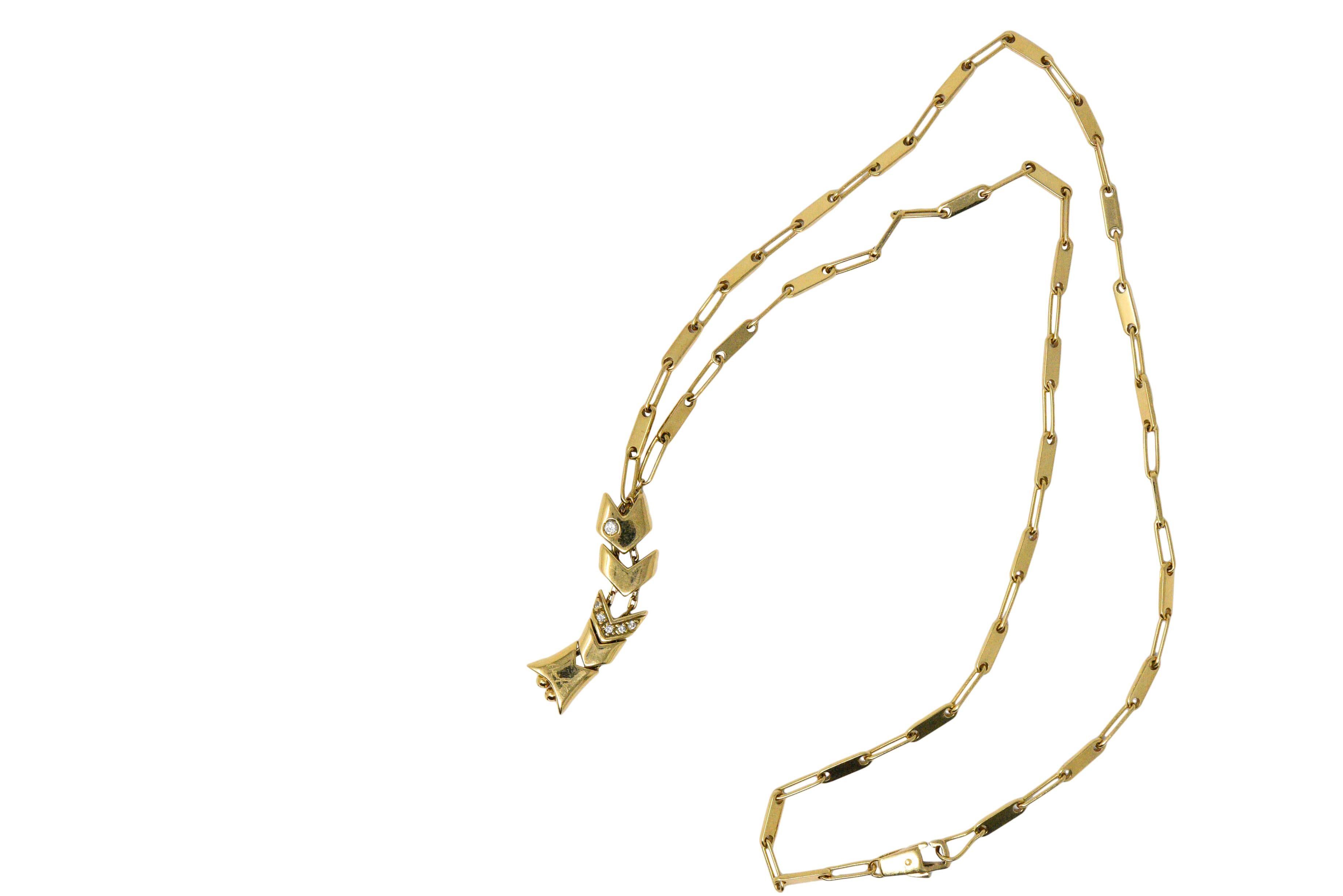 Contemporary 0.10 Carat Diamond and 18 Karat Gold Fish Necklace, Italy 2