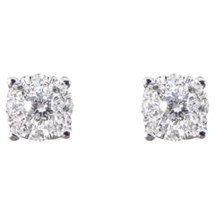 Contemporary 0.13ct Diamond Cluster and 0.50ct Look Earrings in White Gold
