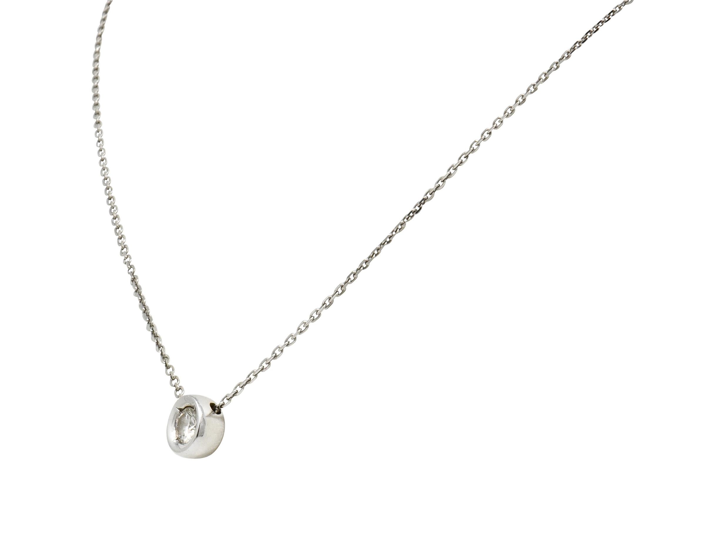 Brilliant Cut Contemporary 0.25 Carat Diamond Solitaire 14 Karat White Gold Necklace