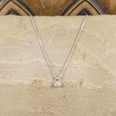 Contemporary 0.25ct Modern Brilliant Diamond Rub Over Pendant on White Gold Chai