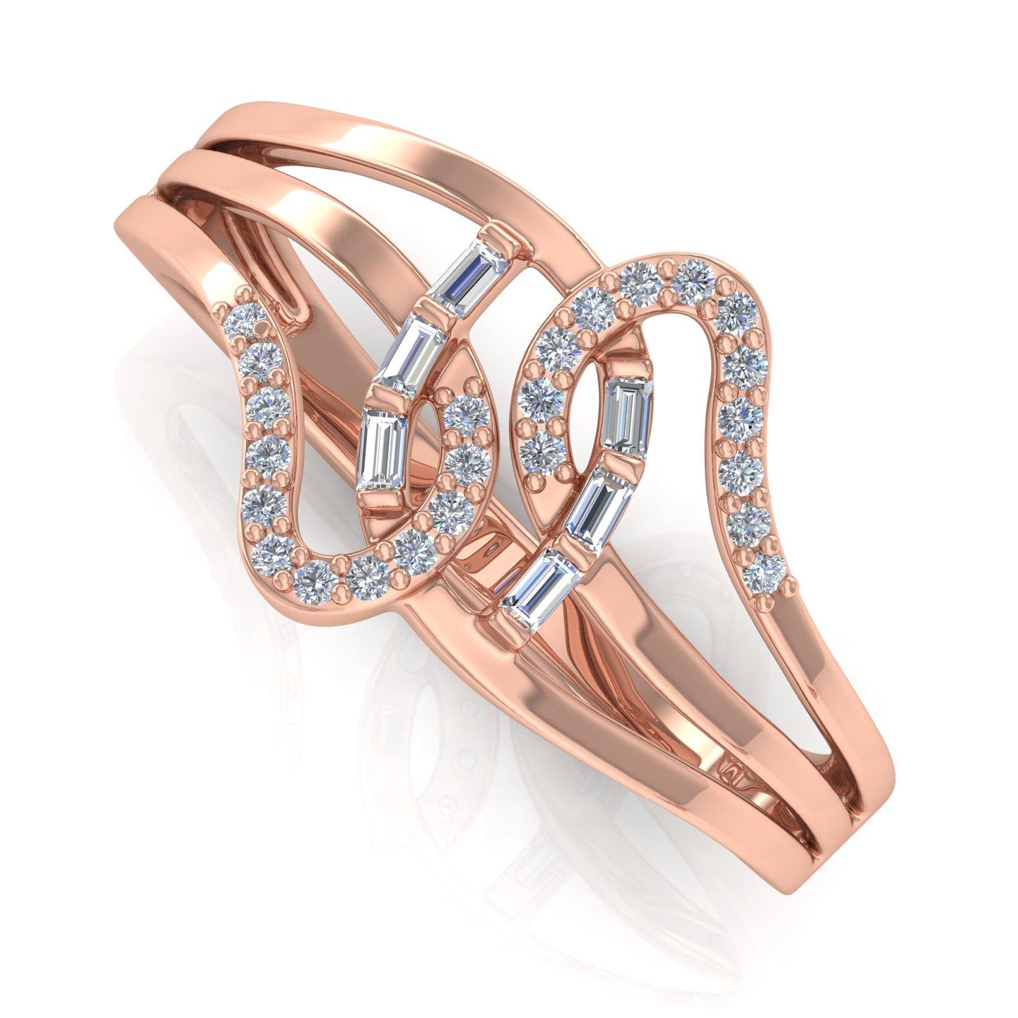 En venta: Alianza de Diamantes Contemporánea de 0,25cts SI/H para Mujer en Oro Rosa Macizo de 18k  3