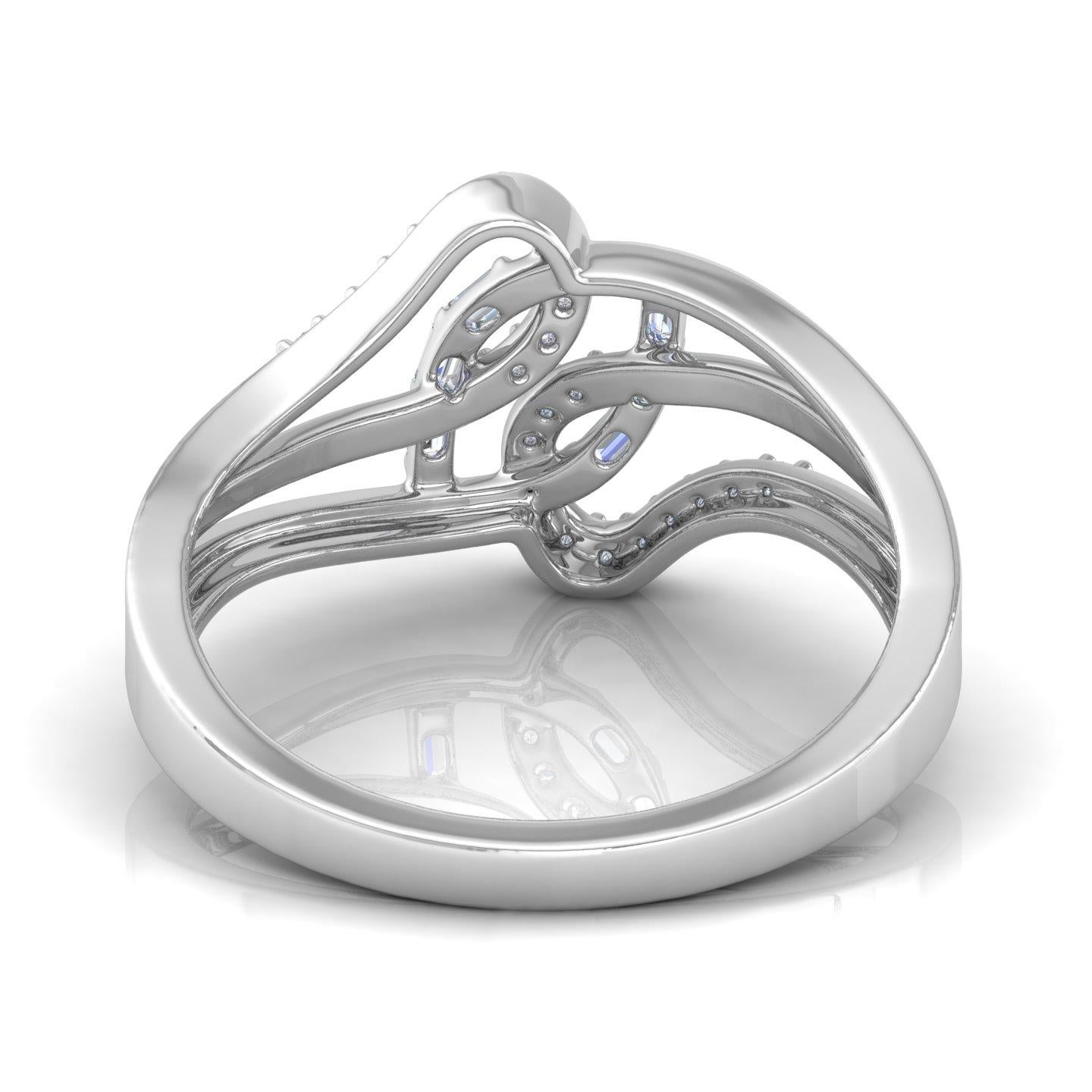 En venta: Alianza Contemporánea de Diamantes 0,25cts SI/H para Mujer Oro Blanco Macizo 18k  2